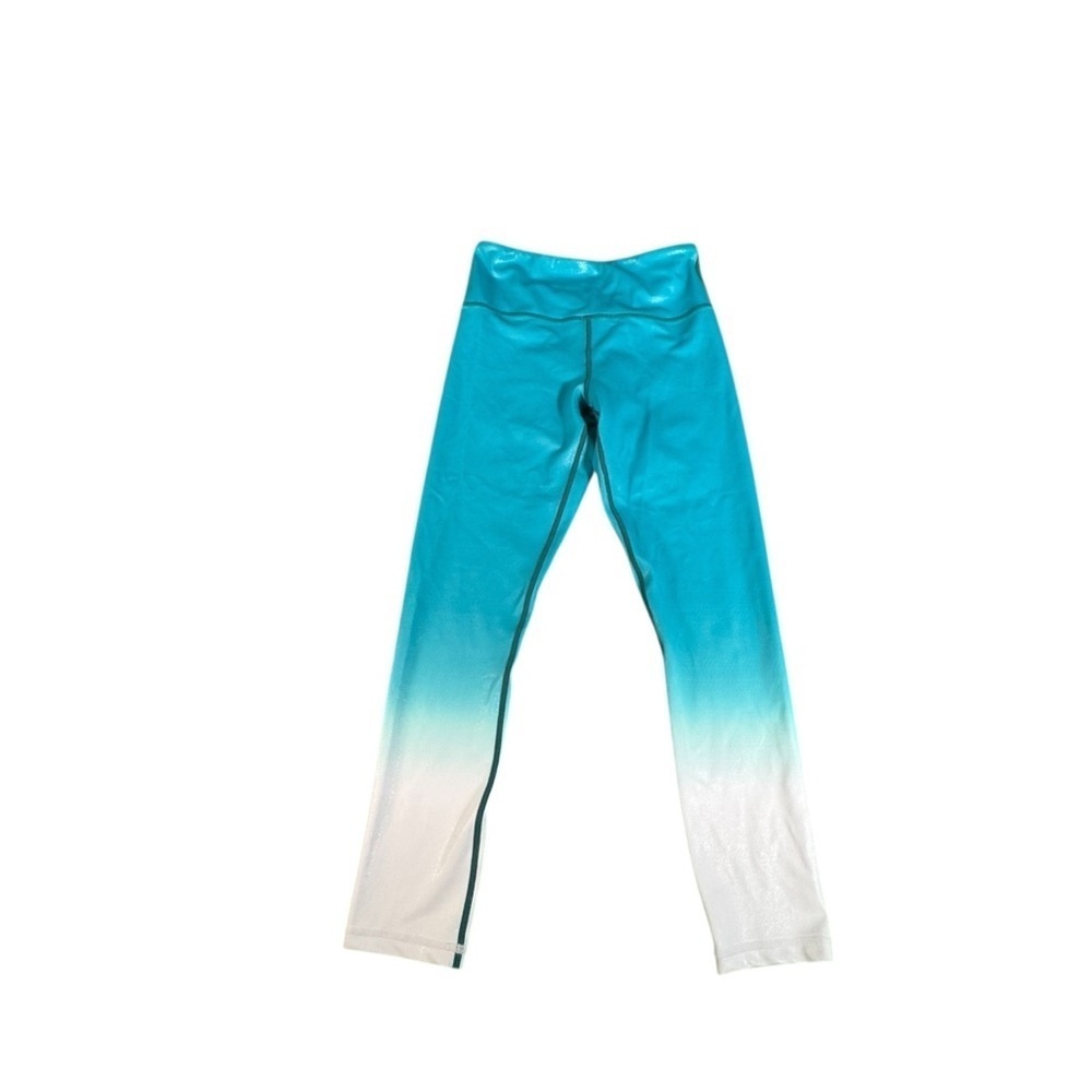 Zyia Active Teal White Ombre High Waist Leggings Size 4 Stretch Workout Yoga